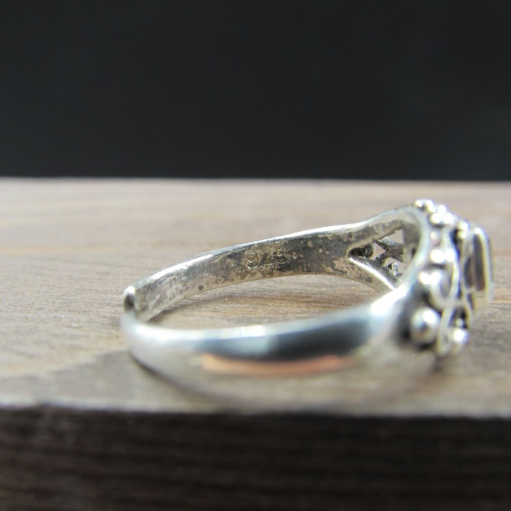 Size 3.75 Sterling Silver Rustic Rectangle Topaz … - image 5